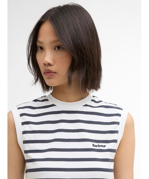 Barbour（バブアー）の「Debbie ボーダー ノースリーブ トップス（レディース）（タンクトップ・レディース・ピンク/ブラック・SMALL）」の11枚目の写真