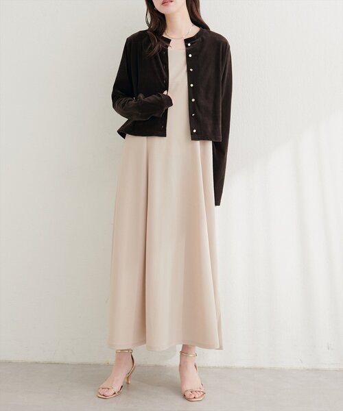 natural couture（ナチュラルクチュール）の「クルーネックベロアカーデ（カーディガン/ボレロ・レディース・ピンク/ブラック/チャコールグレー/ブラウン/ネイビー/アイボリー/グレイッシュベージュ・FREE）」の18枚目の写真