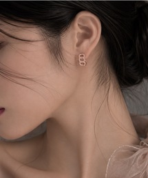 チェーン×ビジューフープミニピアス
