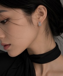 チェーン×ビジューフープミニピアス
