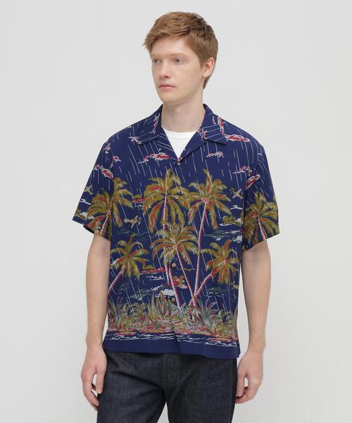 AVIREX(アヴィレックス)の「ALOHA SHIRT”PALM TREE" / アロハシャツ / AVIREX / アヴィレックス(シャツ/ブラウス・メンズ・ブラック/ネイビー・XX-LARGE/X-LARGE/LARGE/MEDIUM)」の2枚目の写真