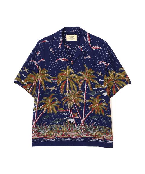 AVIREX（アヴィレックス）の「ALOHA SHIRT”PALM TREE" / アロハシャツ / AVIREX / アヴィレックス（シャツ/ブラウス・メンズ・ブラック/ネイビー・XX-LARGE/X-LARGE/LARGE/MEDIUM）」の2枚目の写真