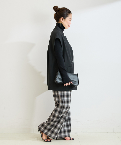 B.C STOCK（ベーセーストック）の「手洗い可 / TR CHECK パンツ（その他パンツ・レディース・ブラック/ブラウン・FREE）」の3枚目の写真