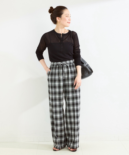 B.C STOCK（ベーセーストック）の「手洗い可 / TR CHECK パンツ（その他パンツ・レディース・ブラック/ブラウン・FREE）」の5枚目の写真