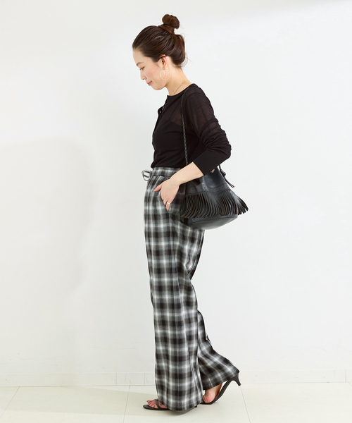 B.C STOCK（ベーセーストック）の「手洗い可 / TR CHECK パンツ（その他パンツ・レディース・ブラック/ブラウン・FREE）」の6枚目の写真