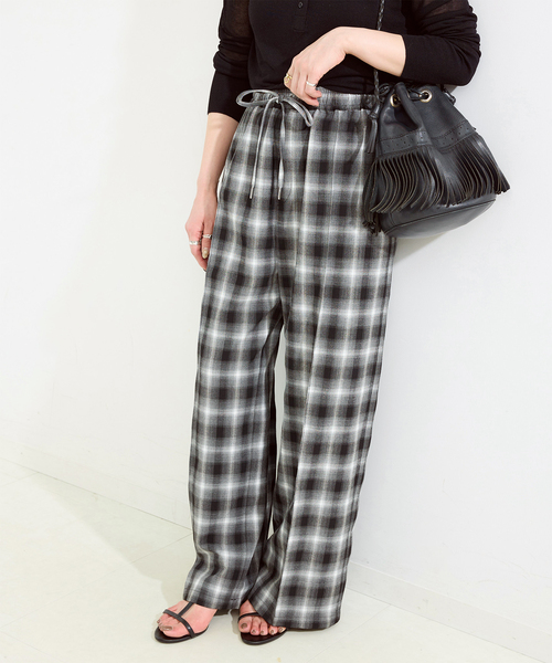 B.C STOCK（ベーセーストック）の「手洗い可 / TR CHECK パンツ（その他パンツ・レディース・ブラック/ブラウン・FREE）」の9枚目の写真