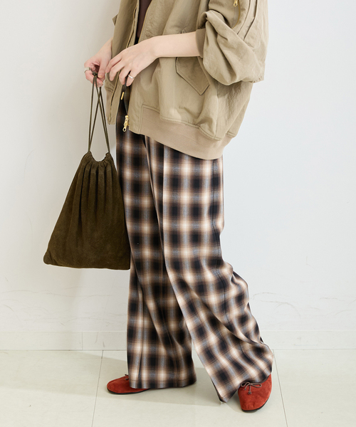 B.C STOCK（ベーセーストック）の「手洗い可 / TR CHECK パンツ（その他パンツ・レディース・ブラック/ブラウン・FREE）」の16枚目の写真