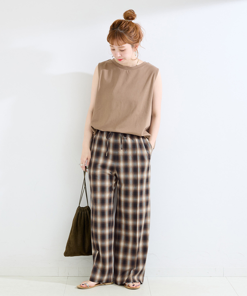 B.C STOCK（ベーセーストック）の「手洗い可 / TR CHECK パンツ（その他パンツ・レディース・ブラック/ブラウン・FREE）」の19枚目の写真