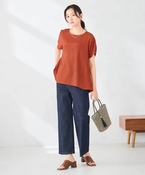 a.v.v(アーヴェヴェ)の「楊柳ゆったりチュニック(Tシャツ/カットソー・レディース・グリーン/オレンジ/チャコールグレー/アイボリー・38/36/40)」の19枚目の写真