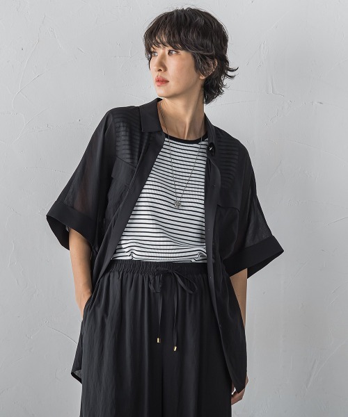 la.f…(ラエフ)の「【SETUP対応】リネンライクシアーボイルシャツ(シャツ/ブラウス・レディース・ブラック/ブルー/ブラウン/カーキ・9号)」の19枚目の写真