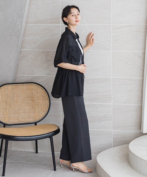 la.f…(ラエフ)の「【SETUP対応】リネンライクシアーボイルシャツ(シャツ/ブラウス・レディース・ブラック/ブルー/ブラウン/カーキ・9号)」の6枚目の写真