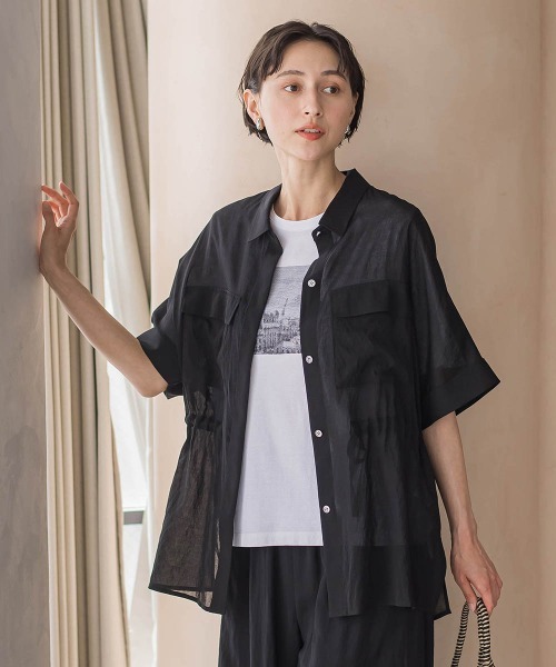 la.f…(ラエフ)の「【SETUP対応】リネンライクシアーボイルシャツ(シャツ/ブラウス・レディース・ブラック/ブルー/ブラウン/カーキ・9号)」の9枚目の写真