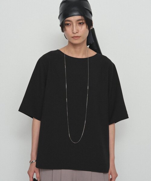 LOUNGEDRESS（ラウンジドレス）の「《気楽に着られて上品に決まる/体型カバー》Tブラウス（シャツ/ブラウス・レディース・ブラック/オフホワイト・FREE）」の5枚目の写真