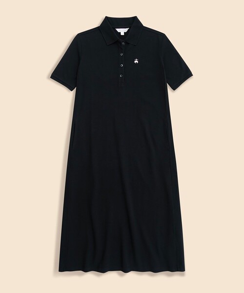 BROOKS BROTHERS(ブルックスブラザーズ)の「コットンピケ GFロゴ リラックスフィット ハーフスリーブ ポロシャツワンピース(ワンピース・レディース・ブラック・MEDIUM/SMALL)」の2枚目の写真