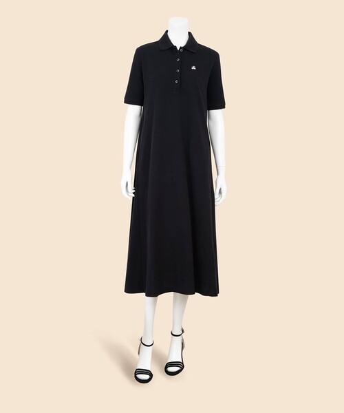 BROOKS BROTHERS(ブルックスブラザーズ)の「コットンピケ GFロゴ リラックスフィット ハーフスリーブ ポロシャツワンピース(ワンピース・レディース・ブラック・MEDIUM/SMALL)」の4枚目の写真