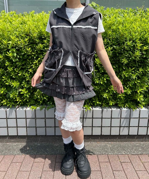WC(ダブル シー)の「チェックナイロンベスト(ベスト・レディース・ベージュ・FREE)」の6枚目の写真