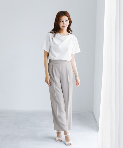 WHITE JOOLA(ホワイトジョーラ)の「【 軽くて伸びる 】 ハイストレッチカルゼワッシャーライト・セットアップ(スーツセット・レディース・チャコールグレー/グレイッシュベージュ/ネイビー・L/S/M)」の6枚目の写真