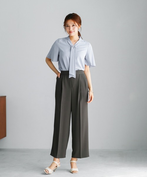 WHITE JOOLA(ホワイトジョーラ)の「【 軽くて伸びる 】 ハイストレッチカルゼワッシャーライト・セットアップ(スーツセット・レディース・チャコールグレー/グレイッシュベージュ/ネイビー・L/S/M)」の9枚目の写真