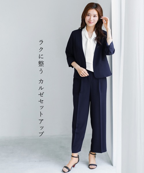 WHITE JOOLA(ホワイトジョーラ)の「【 軽くて伸びる 】 ハイストレッチカルゼワッシャーライト・セットアップ(スーツセット・レディース・チャコールグレー/グレイッシュベージュ/ネイビー・L/S/M)」の16枚目の写真