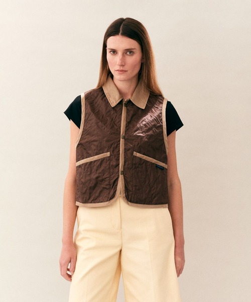 LAVENHAM(ラベンハム)の「Unwadded Cropped Raydon Gilet Womens / アンワディッド クロップド レイドン ジレ ウィメンズ(ベスト・レディース・ブラウン・10)」の6枚目の写真