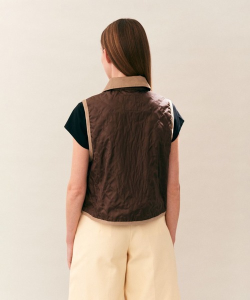 LAVENHAM(ラベンハム)の「Unwadded Cropped Raydon Gilet Womens / アンワディッド クロップド レイドン ジレ ウィメンズ(ベスト・レディース・ブラウン・10)」の10枚目の写真