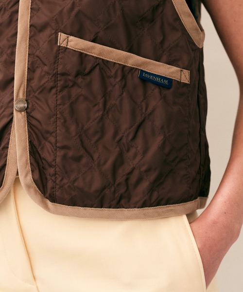 LAVENHAM(ラベンハム)の「Unwadded Cropped Raydon Gilet Womens / アンワディッド クロップド レイドン ジレ ウィメンズ(ベスト・レディース・ブラウン・10)」の9枚目の写真