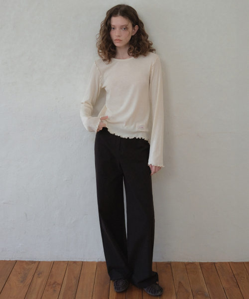 OURNOSTALGIA(アワー ノスタルジア)の「Bizo Buckle Cotton Pants_Black(O26PT01)(その他パンツ・レディース・ブラック・MEDIUM/SMALL)」の3枚目の写真