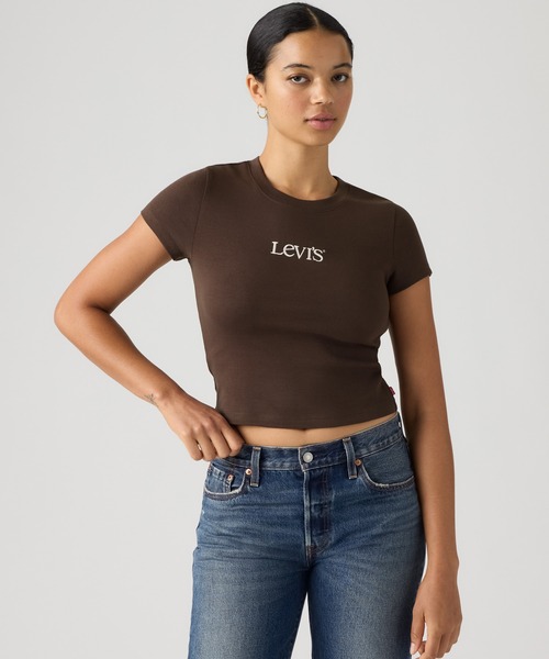 Levi's(リーバイス)の「Levi's/リーバイス グラフィック エッセンシャル ベビーTシャツ(Tシャツ/カットソー・レディース・ブラウン・M/S/XS)」の1枚目の写真