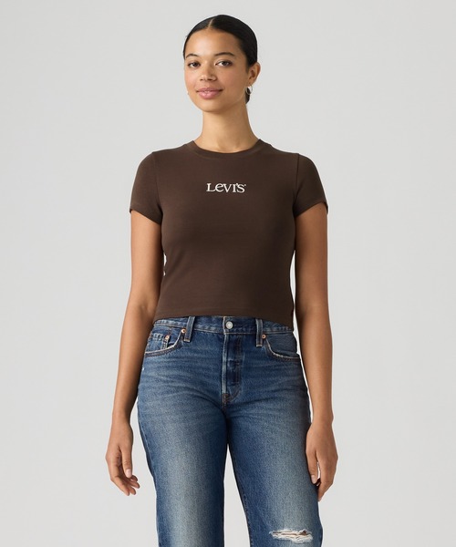 Levi's(リーバイス)の「Levi's/リーバイス グラフィック エッセンシャル ベビーTシャツ(Tシャツ/カットソー・レディース・ブラウン・M/S/XS)」の2枚目の写真