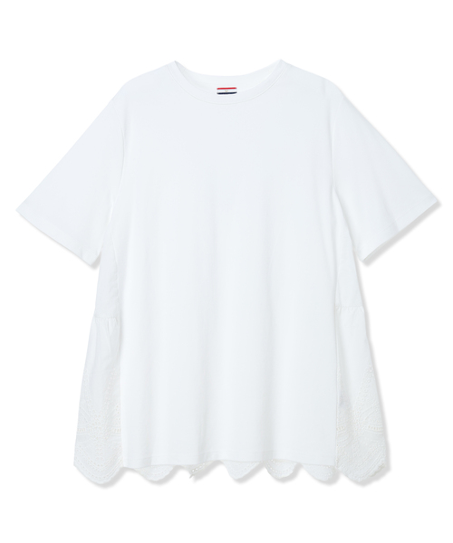 Petit Honfleur(プチオンフルール)の「バックレースドッキングチュニックTシャツ【接触冷感・UVカット・オーガニックコットンブレンド】(Tシャツ/カットソー・レディース・ネイビー/ブラウン/ホワイト・M/L)」の21枚目の写真