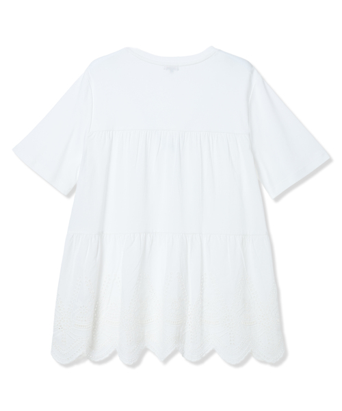 Petit Honfleur(プチオンフルール)の「バックレースドッキングチュニックTシャツ【接触冷感・UVカット・オーガニックコットンブレンド】(Tシャツ/カットソー・レディース・ネイビー/ブラウン/ホワイト・M/L)」の22枚目の写真