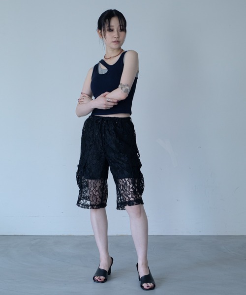 VACANCY(ヴァカンシー)の「レースイージーハーフパンツ(その他パンツ・レディース・ブラック/ホワイト・FREE)」の16枚目の写真