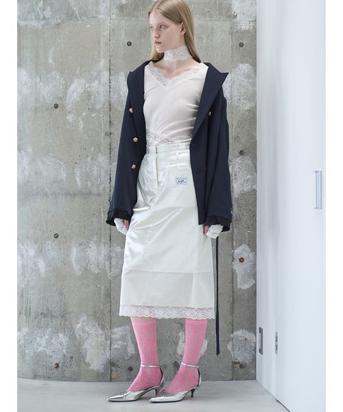SORIN(ソリン )の「Layered Satin Skirt / レイヤードサテンスカート(スカート・レディース・ダークブラウン/アイボリー/ダークグレー・38/36)」の12枚目の写真