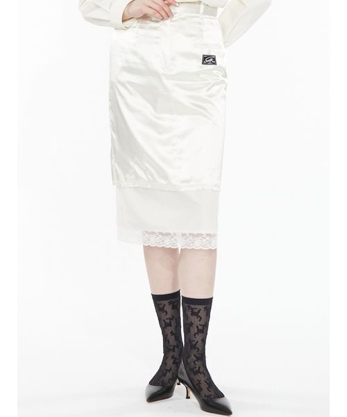SORIN(ソリン )の「Layered Satin Skirt / レイヤードサテンスカート(スカート・レディース・ダークブラウン/アイボリー/ダークグレー・38/36)」の9枚目の写真