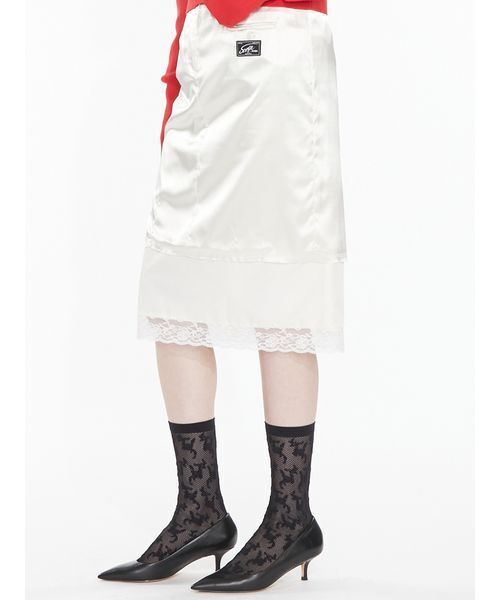SORIN(ソリン )の「Layered Satin Skirt / レイヤードサテンスカート(スカート・レディース・ダークブラウン/アイボリー/ダークグレー・38/36)」の8枚目の写真