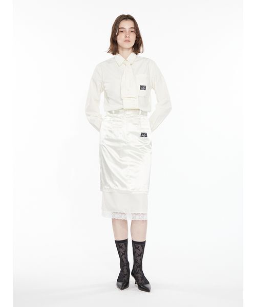 SORIN(ソリン )の「Layered Satin Skirt / レイヤードサテンスカート(スカート・レディース・ダークブラウン/アイボリー/ダークグレー・38/36)」の5枚目の写真