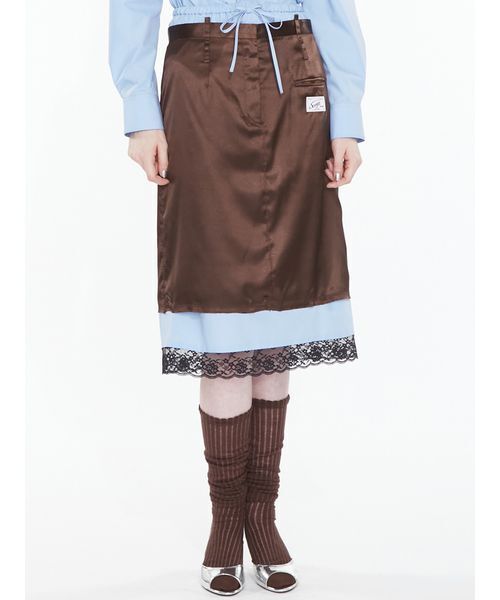 SORIN(ソリン )の「Layered Satin Skirt / レイヤードサテンスカート(スカート・レディース・ダークブラウン/アイボリー/ダークグレー・38/36)」の9枚目の写真