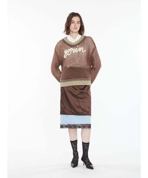 SORIN(ソリン )の「Layered Satin Skirt / レイヤードサテンスカート(スカート・レディース・ダークブラウン/アイボリー/ダークグレー・38/36)」の13枚目の写真