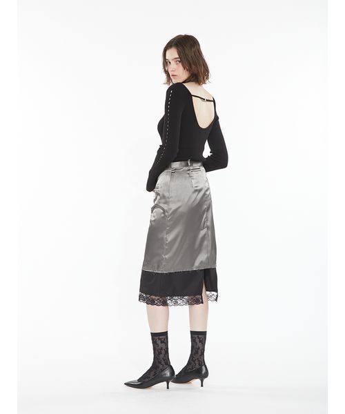 SORIN(ソリン )の「Layered Satin Skirt / レイヤードサテンスカート(スカート・レディース・ダークブラウン/アイボリー/ダークグレー・38/36)」の16枚目の写真