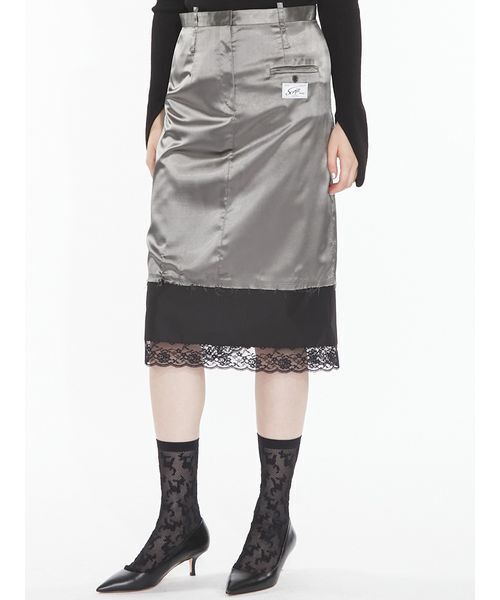 SORIN(ソリン )の「Layered Satin Skirt / レイヤードサテンスカート(スカート・レディース・ダークブラウン/アイボリー/ダークグレー・38/36)」の17枚目の写真