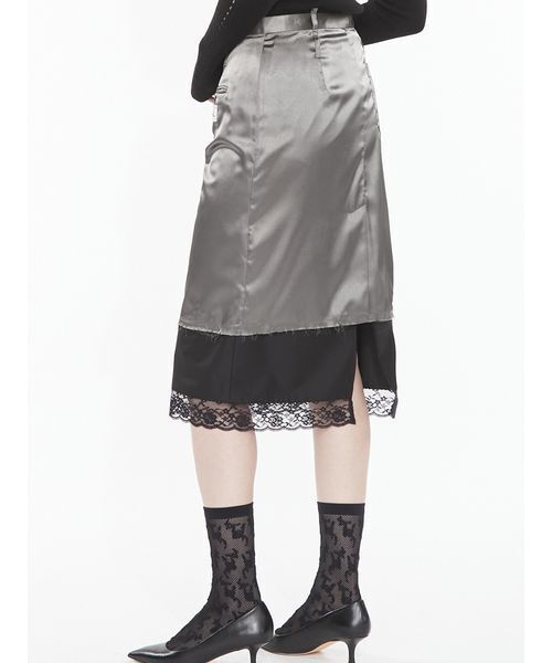 SORIN(ソリン )の「Layered Satin Skirt / レイヤードサテンスカート(スカート・レディース・ダークブラウン/アイボリー/ダークグレー・38/36)」の18枚目の写真