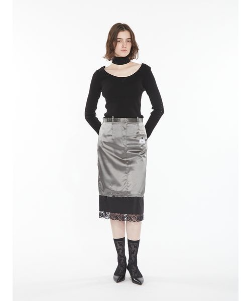 SORIN(ソリン )の「Layered Satin Skirt / レイヤードサテンスカート(スカート・レディース・ダークブラウン/アイボリー/ダークグレー・38/36)」の20枚目の写真