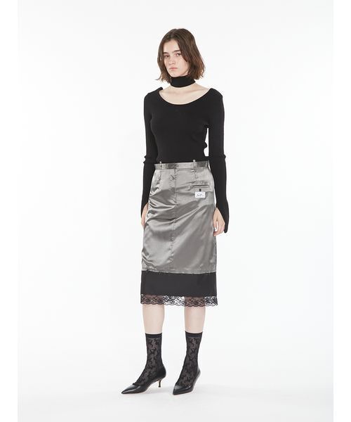 SORIN(ソリン )の「Layered Satin Skirt / レイヤードサテンスカート(スカート・レディース・ダークブラウン/アイボリー/ダークグレー・38/36)」の22枚目の写真