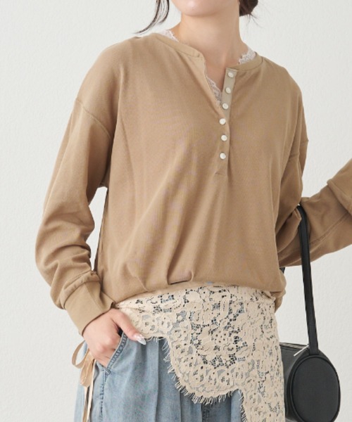 PUAL CE CIN(ピュアルセシン)の「前後2WAYシアーワッフルカットソー(Tシャツ/カットソー・レディース・ベージュ/ブラウン/アイボリー・FREE)」の1枚目の写真