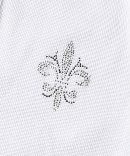 JOHN'S CLOSET（ジョンズクローゼット）の「【31】クロスモチーフラインストーン ジャストフィットテレコヘンリーネックTシャツ（Tシャツ/カットソー・メンズ・ブラック系1/ブラック系2/ホワイト系1/ホワイト系2・MEDIUM/LARGE）」の10枚目の写真