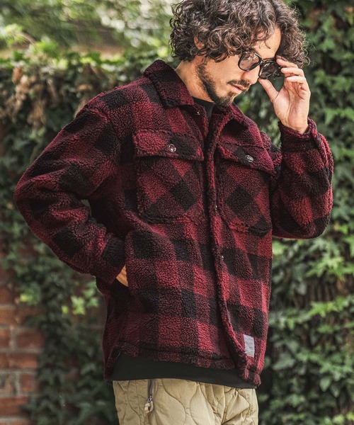 wjk reluxe(ダブルジェーケーリラックス)の「mj11776- Solid Boa PantsCheck Boa CPO Jacket CPOジャケット(WR26W-09)(その他アウター・メンズ・ネイビー×ホワイト/ブラック×ホワイト/レッド系その他・L/M/S)」の5枚目の写真