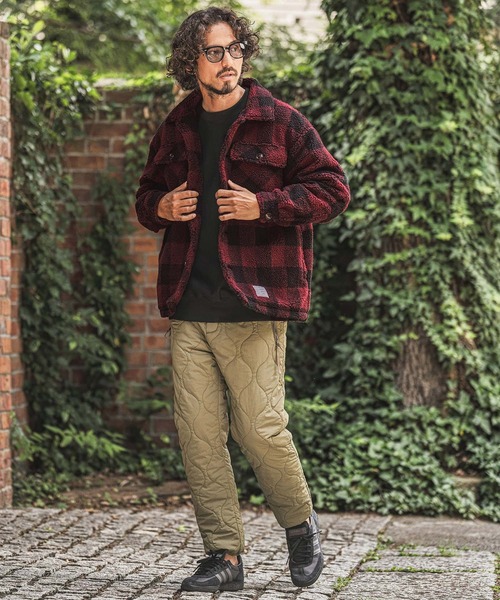 wjk reluxe(ダブルジェーケーリラックス)の「mj11776- Solid Boa PantsCheck Boa CPO Jacket CPOジャケット(WR26W-09)(その他アウター・メンズ・ネイビー×ホワイト/ブラック×ホワイト/レッド系その他・L/M/S)」の7枚目の写真