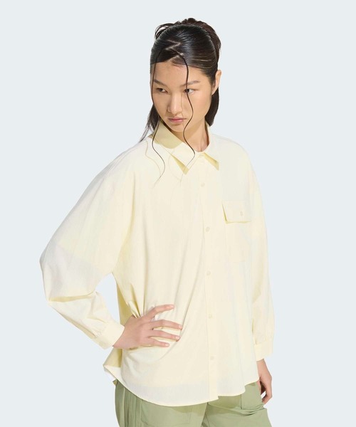 adidas（アディダス）の「クールフィーリング UVカット 襟付き 長袖シャツ / アディダス adidas（Tシャツ/カットソー・レディース・ベージュ・XX-LARGE/LARGE/MEDIUM/SMALL/X-LARGE/X-SMALL）」の3枚目の写真