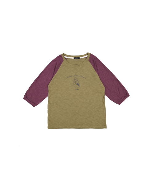 KOOKEESEE(クキシ)の「ボニツートンスラブナグランティ(カーキ/ワイン)(Tシャツ/カットソー・レディース・その他・FREE)」の2枚目の写真