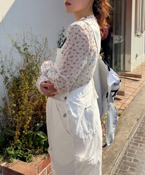 w closet(ダブルクローゼット)の「シアーメローロンTシャツ(Tシャツ/カットソー・レディース・イエロー/チャコールグレー/アイボリー/ブルー/レッド・FREE)」の21枚目の写真